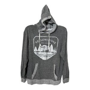 Live and Tell Yellowstone National Park Bison Graphic Hoodie Grey Marl Medium